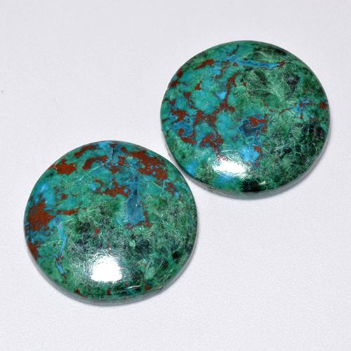 Pedras preciosas de crisocola multicolorido natural de 18,44 ct, corte redondo, opaco