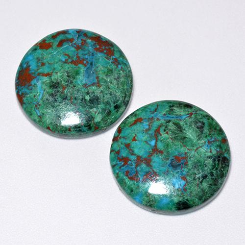 Pedras preciosas de crisocola multicolorido natural de 18,44 ct, corte redondo, opaco