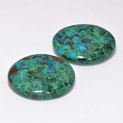 Pedras preciosas de crisocola multicolorido natural de 18,44 ct, corte redondo, opaco