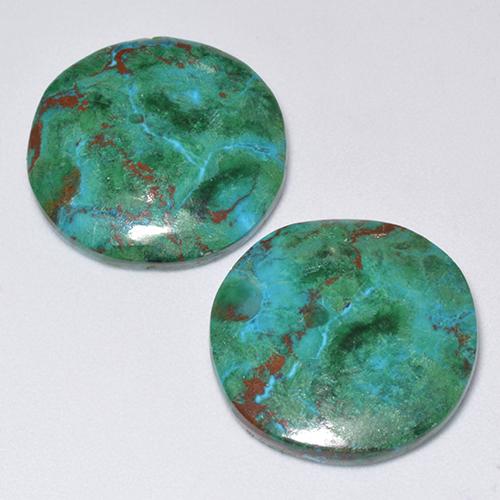Pedras preciosas de crisocola multicolorido natural de 18,56 ct, corte redondo, opaco