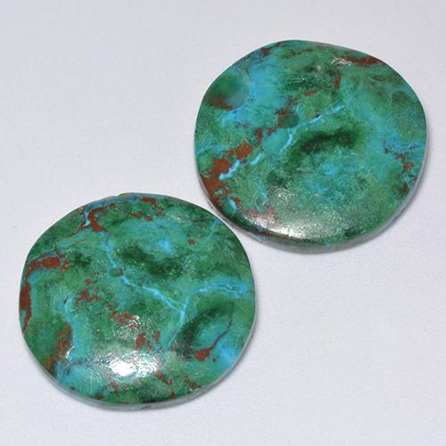 Pedras preciosas de crisocola multicolorido natural de 18,56 ct, corte redondo, opaco