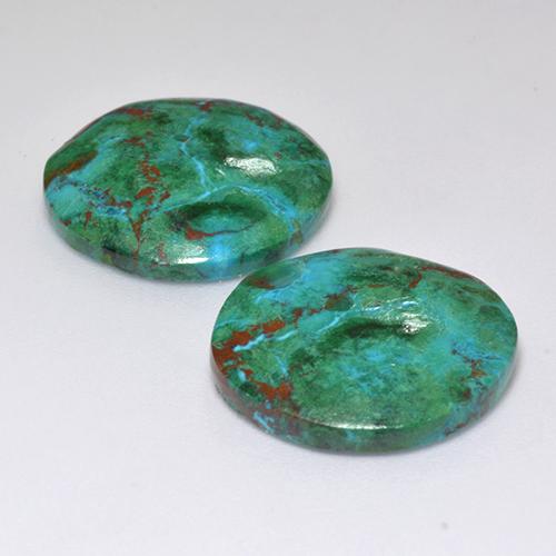 Pedras preciosas de crisocola multicolorido natural de 18,56 ct, corte redondo, opaco