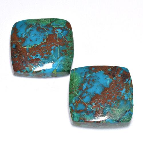 Pedras preciosas de crisocola multicolorido natural de 13,01 ct, almofada cortada, opaco