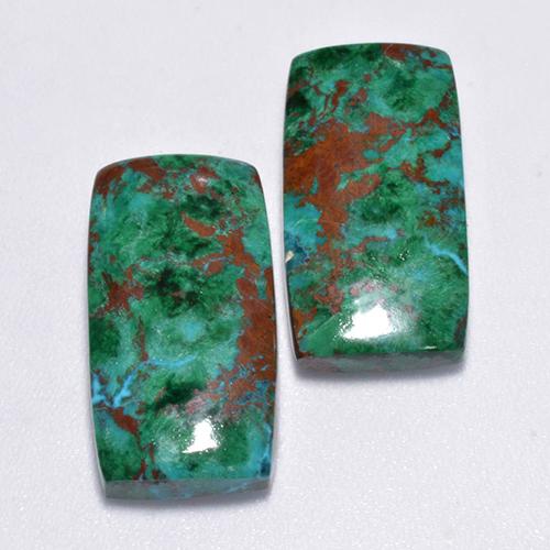 Pedras preciosas de crisocola multicolorido natural de 14,61 ct, almofada cortada, opaco