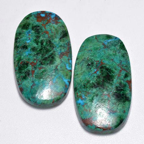 Pedras preciosas de crisocola multicolorido natural de 25,92 ct, corte oval, opaco