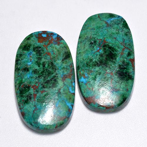 Pedras preciosas de crisocola multicolorido natural de 25,92 ct, corte oval, opaco