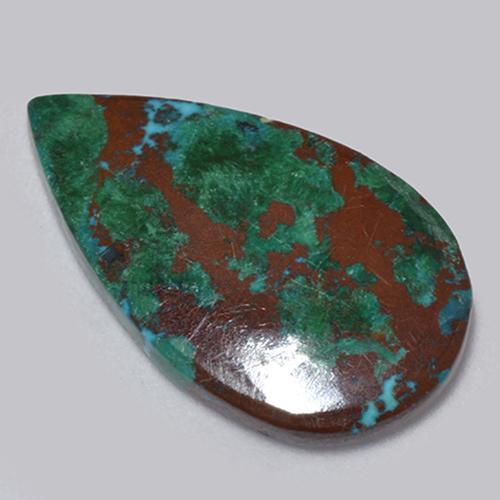 Crisocola multicolorido natural 6,13ct, formato de pêra, opaco