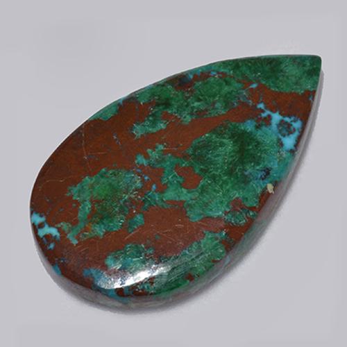 Crisocola multicolorido natural 6,13ct, formato de pêra, opaco