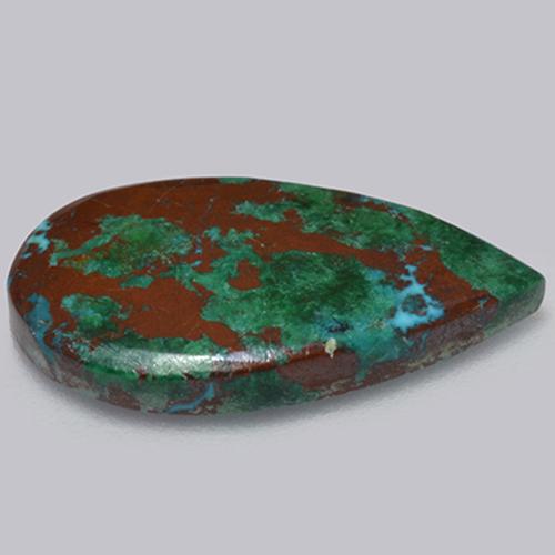 Crisocola multicolorido natural 6,13ct, formato de pêra, opaco