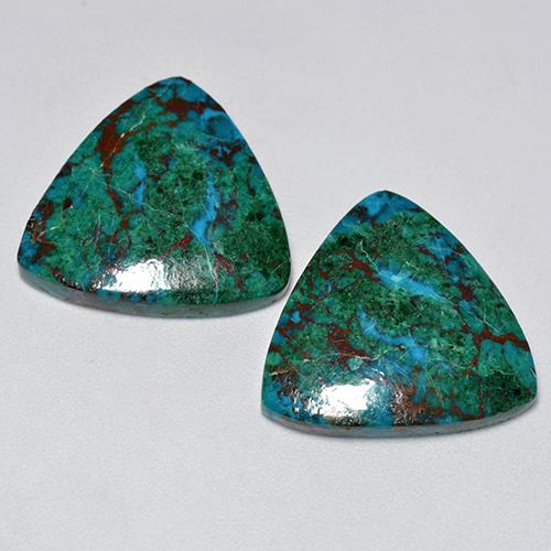 Pedras preciosas de crisocola multicolorido natural de 19,43 ct, trillion, opaco