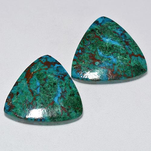 Pedras preciosas de crisocola multicolorido natural de 19,43 ct, trillion, opaco