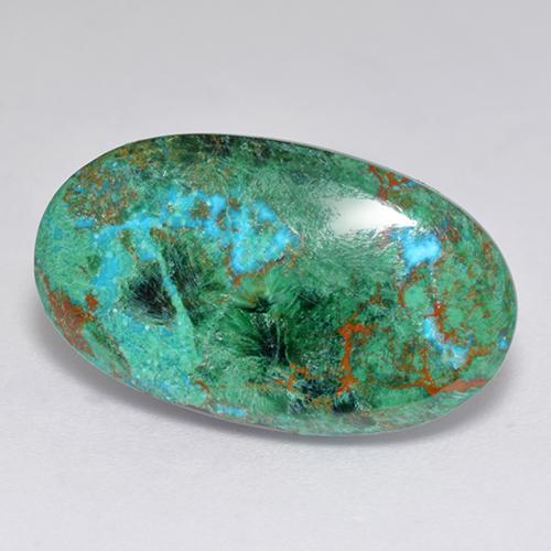 Crisocola multicolorido natural 9,75ct, corte oval, opaco