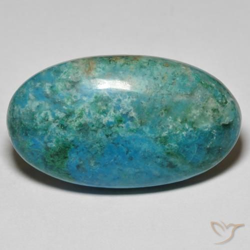crisocola Azul Esverdeado Médio Natural 33.90ct, oval, Opaco