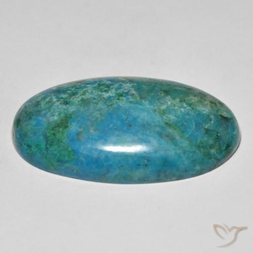 crisocola Azul Esverdeado Médio Natural 33.90ct, oval, Opaco