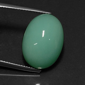 Crisoprásio verde natural 14,08ct, corte oval, opaco