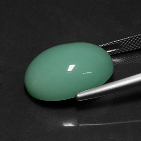 Crisoprásio verde natural 14,08ct, corte oval, opaco