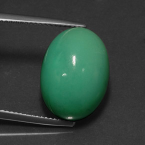 Crisoprásio verde natural 14,83ct, corte oval, opaco