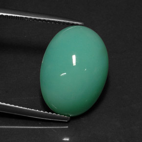 Crisoprásio verde natural 13,08ct, corte oval, opaco
