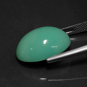 Crisoprásio verde natural 13,08ct, corte oval, opaco