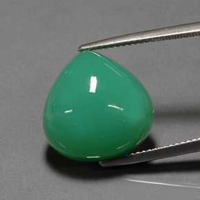 Crisoprásio verde natural 13,48ct, formato de pêra, opaco