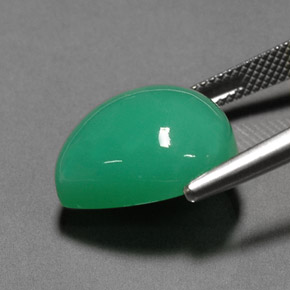 Crisoprásio verde natural 13,48ct, formato de pêra, opaco