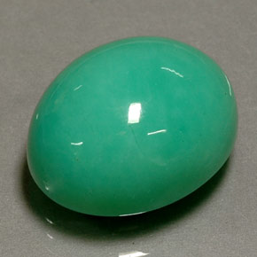 Crisoprásio verde natural 21,02ct, corte oval, opaco
