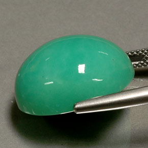 Crisoprásio verde natural 21,02ct, corte oval, opaco