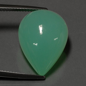 Crisoprásio verde natural 17,55ct, formato de pêra, opaco