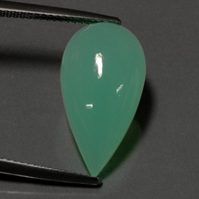 Crisoprásio verde natural 9,38ct, formato de pêra, opaco