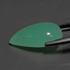 Crisoprásio verde natural 9,38ct, formato de pêra, opaco