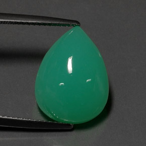Crisoprásio verde natural 9,43ct, formato de pêra, opaco