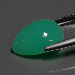 Crisoprásio verde natural 9,43ct, formato de pêra, opaco