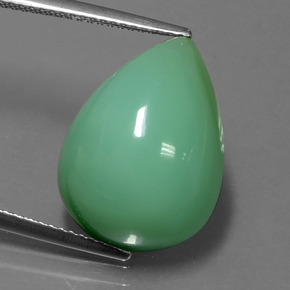 Crisoprásio verde natural 14,06ct, formato de pêra, opaco