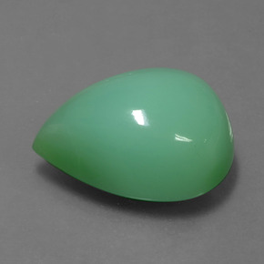 Crisoprásio verde natural 14,06ct, formato de pêra, opaco