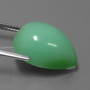 Crisoprásio verde natural 14,06ct, formato de pêra, opaco