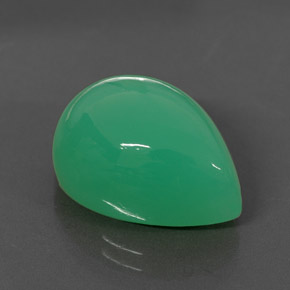 Crisoprásio verde natural 15,05ct, formato de pêra, opaco