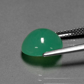 Crisoprásio verde natural 4,29ct, corte oval, translúcido