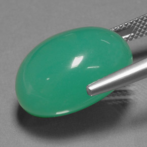 Crisoprásio verde natural 22,23ct, corte oval, translúcido