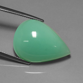 Crisoprásio verde natural 21,89ct, formato de pêra, translúcido