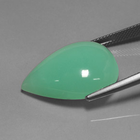 Crisoprásio verde natural 21,89ct, formato de pêra, translúcido