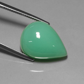 Crisoprásio verde natural 17,50ct, formato de pêra, translúcido