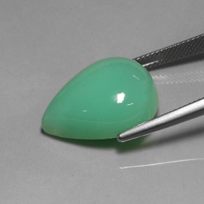 Crisoprásio verde natural 17,50ct, formato de pêra, translúcido