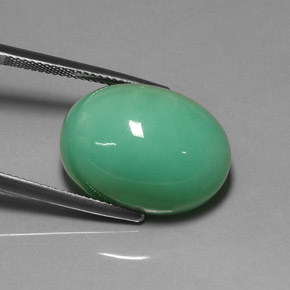 Crisoprásio verde natural 22,75ct, corte oval, translúcido