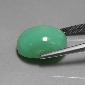 Crisoprásio verde natural 22,75ct, corte oval, translúcido