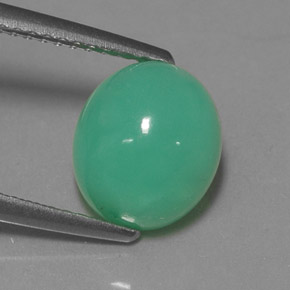 Crisoprásio Verde Natural 3.08ct, Corte Oval, Translúcido