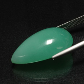 Crisoprásio verde natural 29,44ct, formato de pêra, translúcido