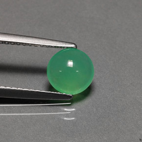 Crisoprásio verde natural 1,10ct, corte redondo, translúcido