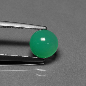 Crisoprásio verde natural 1,30ct, corte redondo, translúcido