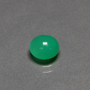 Crisoprásio verde natural 1,30ct, corte redondo, translúcido