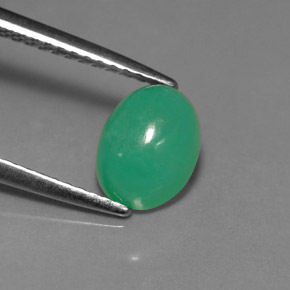 Crisoprásio verde natural 1,67ct, corte oval, translúcido